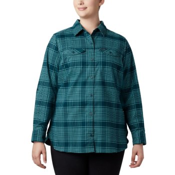 Columbia Ženske Košulje - Silver Ridge Long Sleeve Flannel Top Plus Size Plave | DLJI-02415